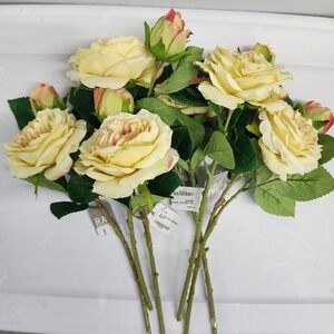 Raz Imports, Lot Of 6 - 14"‎ yellow garden rose spray, Home Decor, Wedding Decor